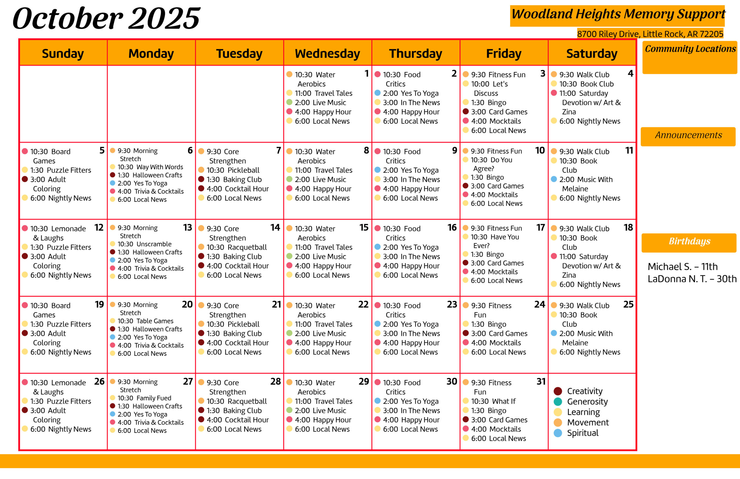 Woodland Heights Senior Living - Memory Care Events